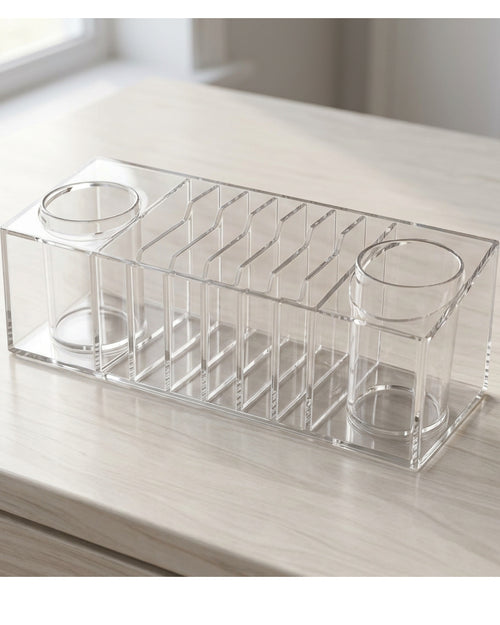 Wofka Eight Slot Acrylic Palette Organizer with Two Removable Cups Clear - Lifestyle view