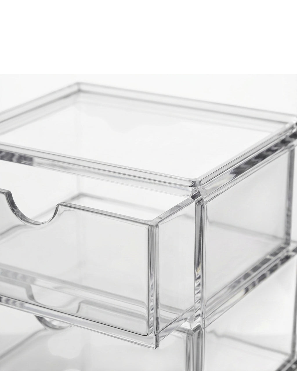 Wofka Three Drawer Modular Acrylic Cosmetic Storage Tower Clear - Detail view