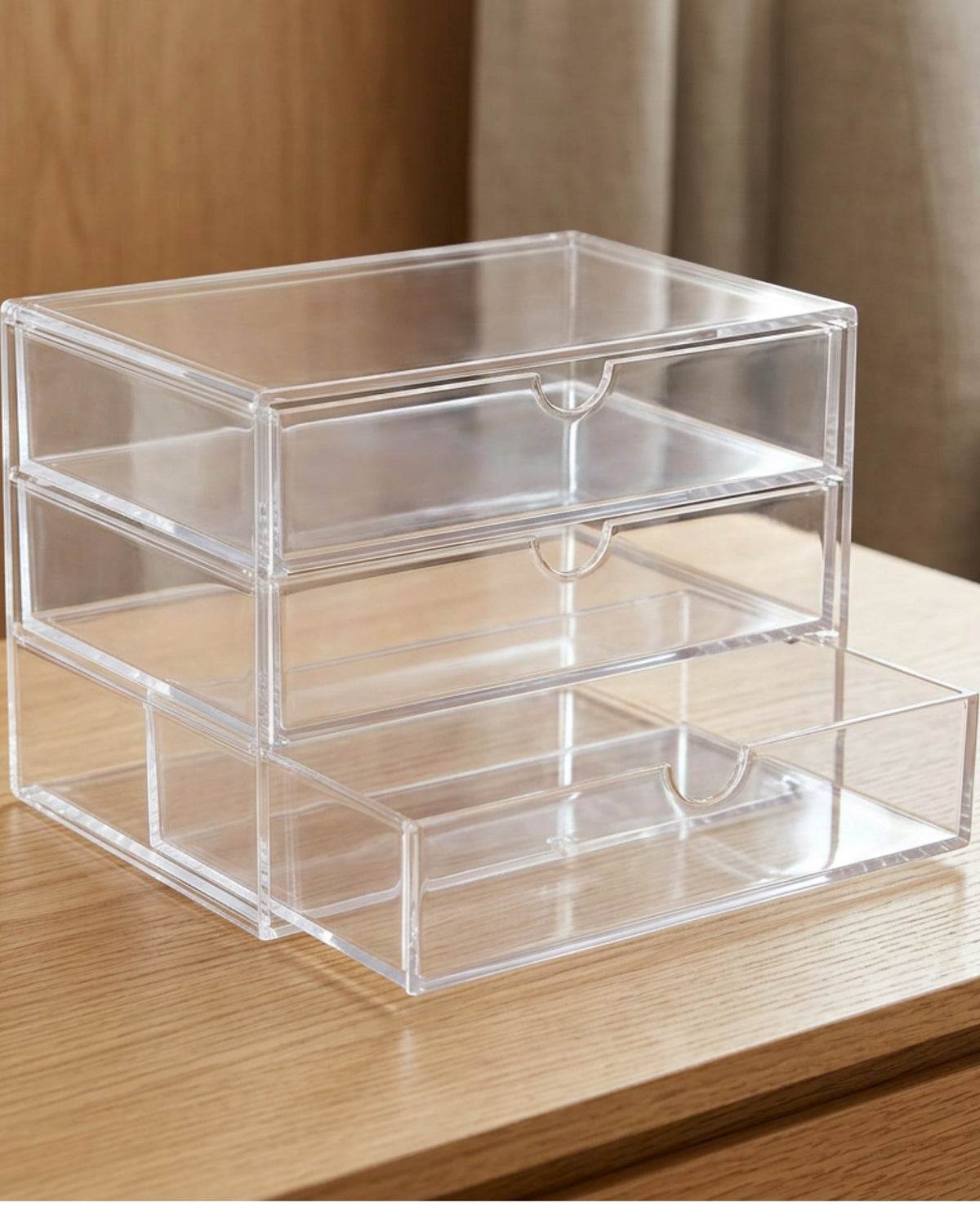 Wofka Three Drawer Modular Acrylic Cosmetic Storage Tower Clear - Lifestyle view