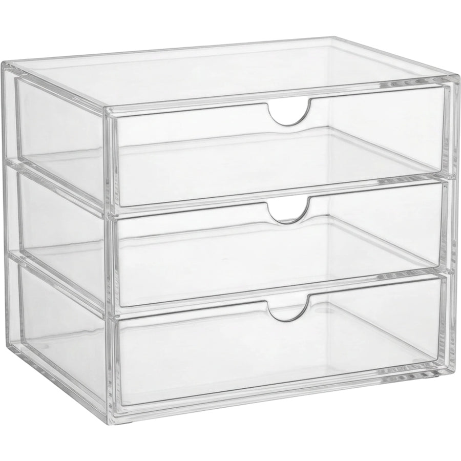 Wofka Three Drawer Modular Acrylic Cosmetic Storage Tower Clear