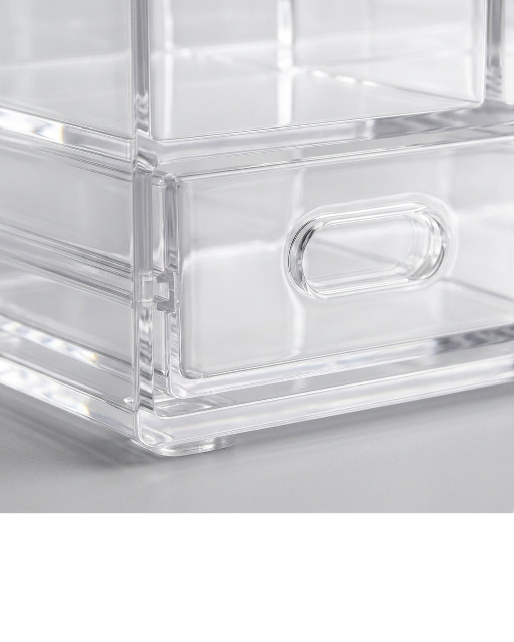 Wofka Tiered Nine Compartment Acrylic Cosmetic Organizer with Drawer Clear - Detail view