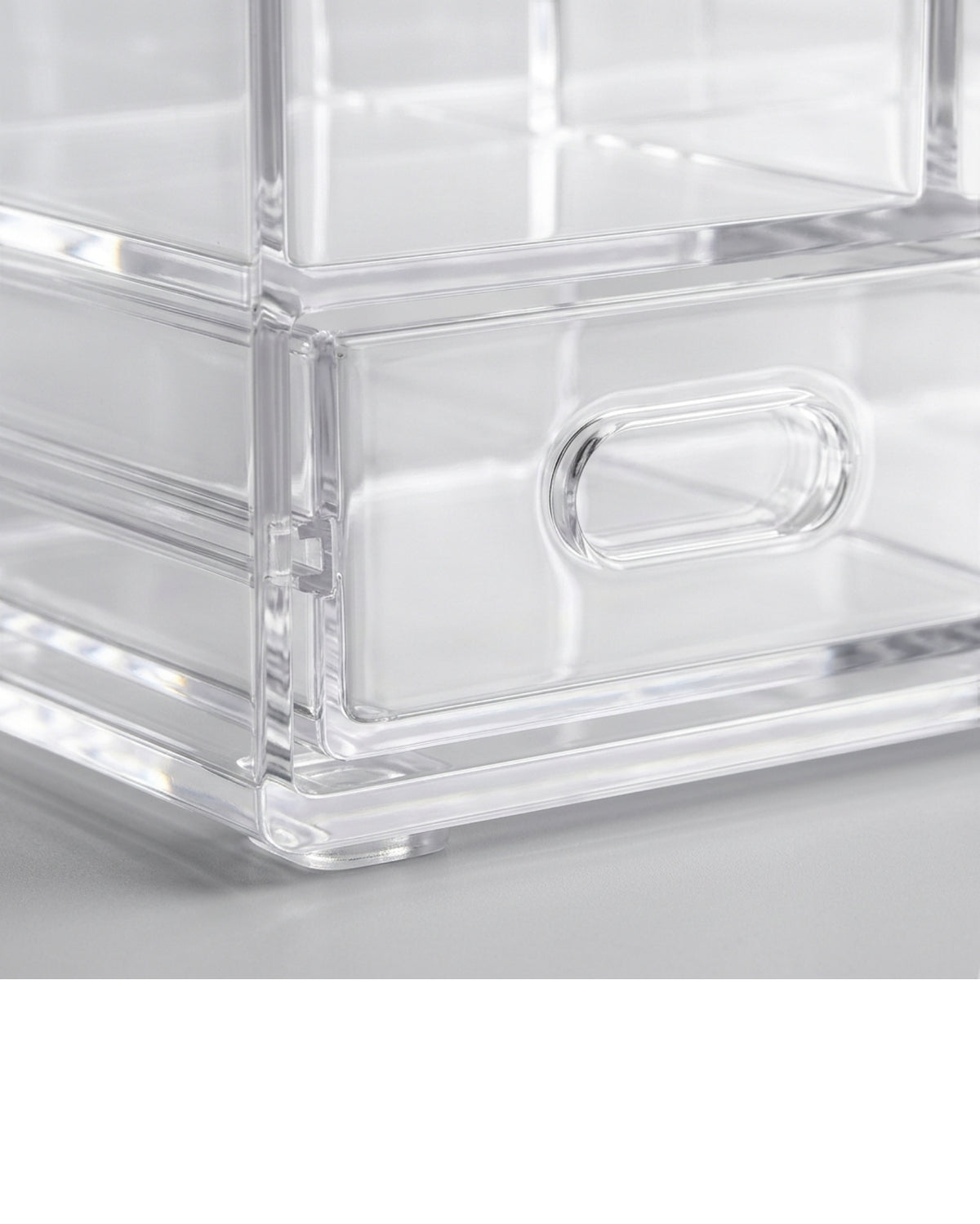 Wofka Tiered Nine Compartment Acrylic Cosmetic Organizer with Drawer Clear - Detail view