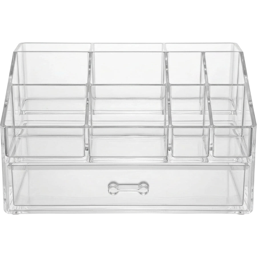 Wofka Tiered Nine Compartment Acrylic Cosmetic Organizer with Drawer Clear